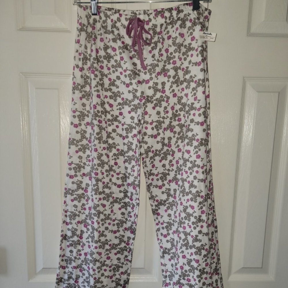 NWT IZOD Women's Sleep Pants - Gray/Purple/White - Stretch Waist - Size Medium